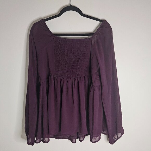 Torrid Peplum Chiffon Long Sleeve Top sz0/12 - Picture 5 of 9